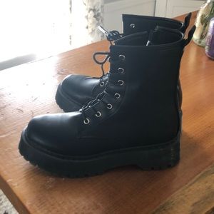 Black platform combat boots